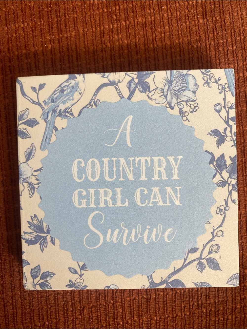 Country Girl Can Survive Blue Floral Wall Art